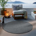 Outdoor Teppich | Für Drinnen und Draußen | Terrasse Balkon Garten Wohnzimmer Badezimmer Küche Flur Läufer | Anthrazit Rund